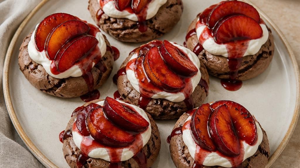 Charred Plum Mini Pavlovas