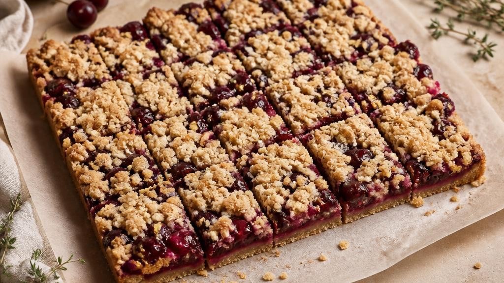 Cherry Thyme Crumble Bars
