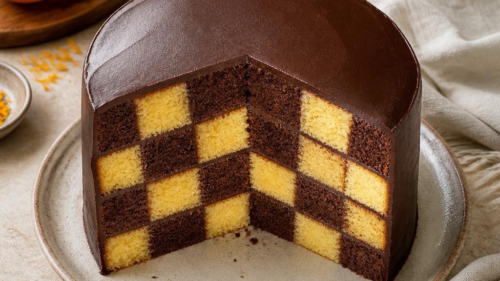 Chocolate Orange Checkerboard Cake