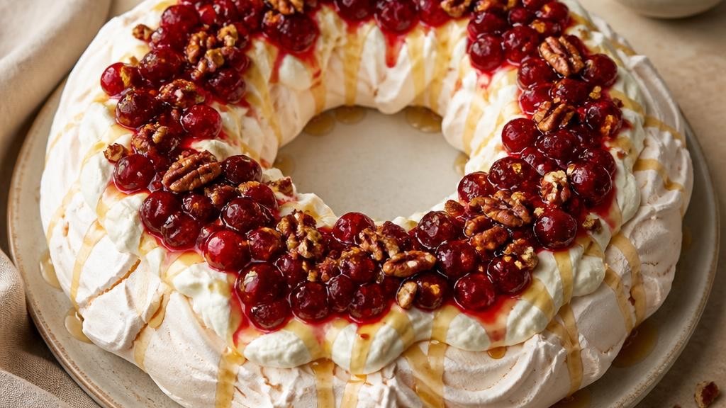 Maple Cranberry Pavlova Wreath