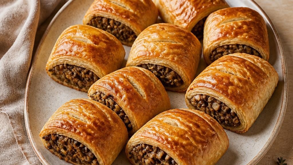 Mushroom Lentil Sausage Rolls