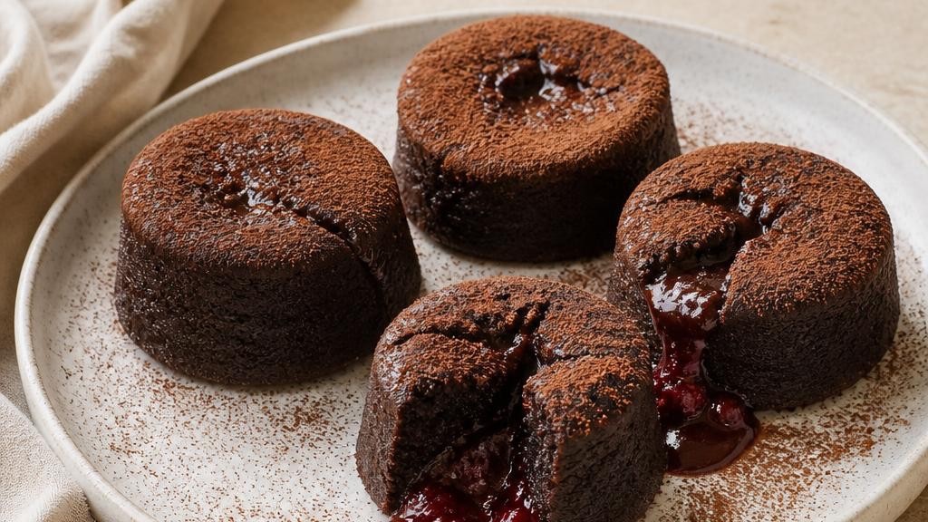 Raspberry-Blood Chocolate Cakes