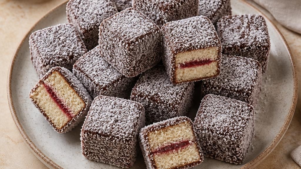 Raspberry Lamington Squares