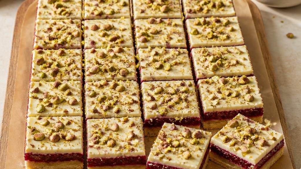 Raspberry Pistachio Cookie Bars