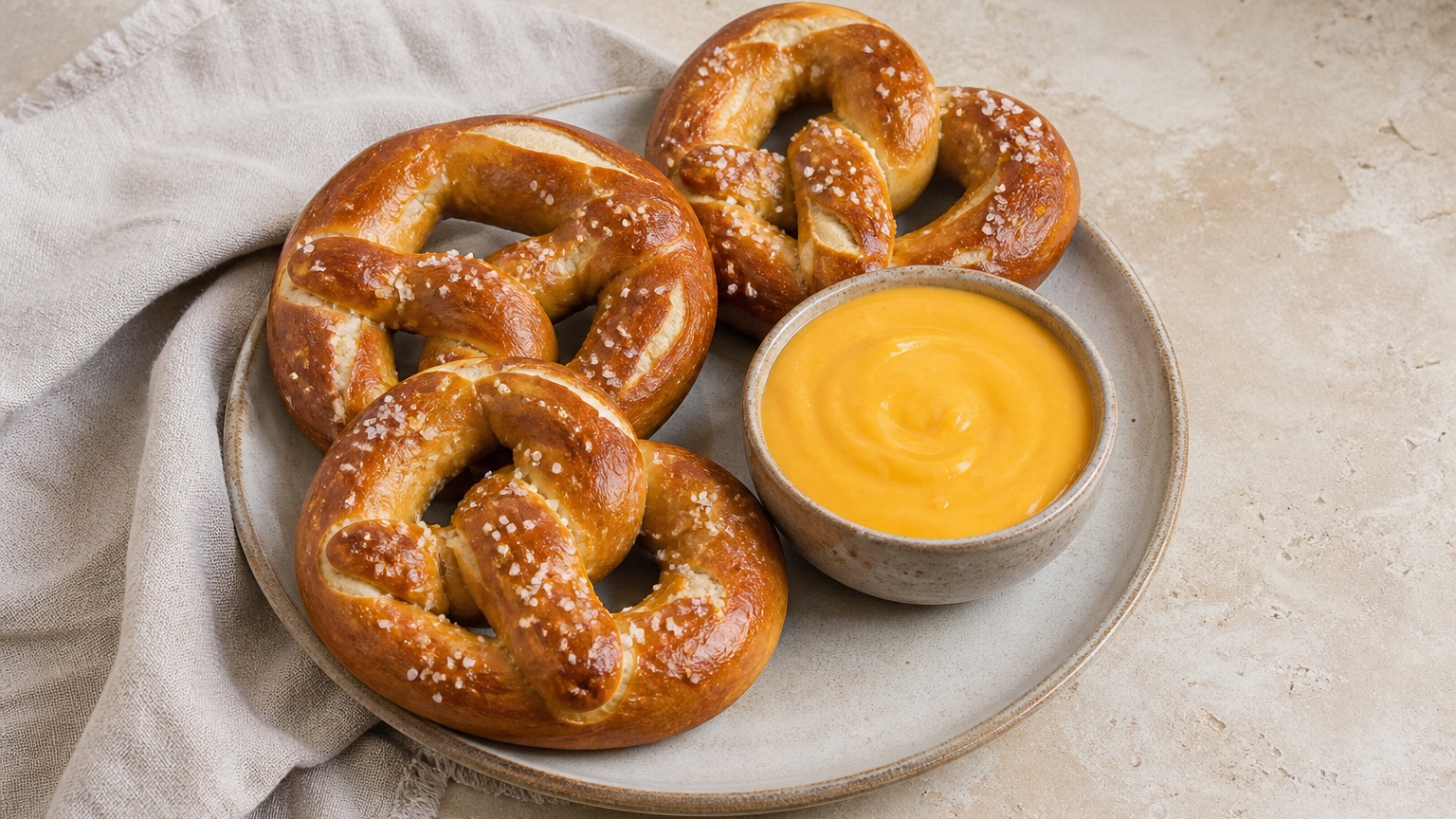 Soft Pretzels with Cheddar Dip